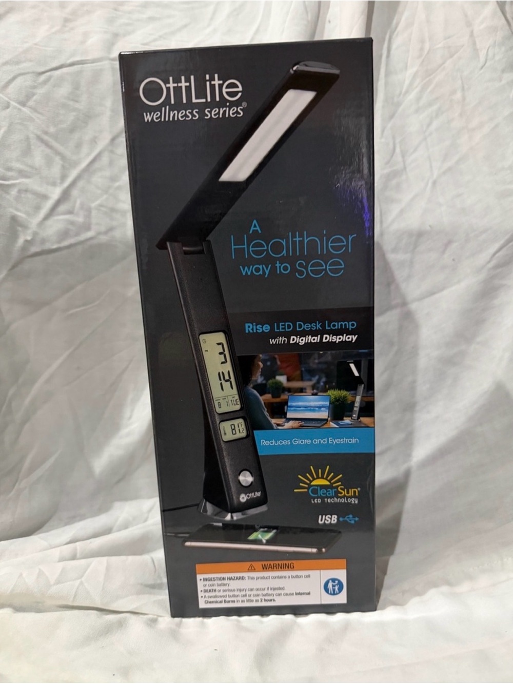 Rise LED Desk Lamp with Digital Display - Black